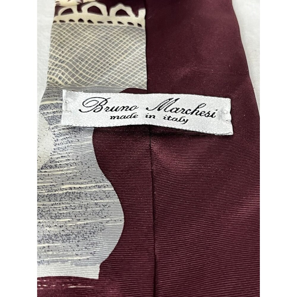Bruno Marchesi 100% Silk Art Deco Men's Luxury Necktie Italian Vintage - Picture 6 of 8